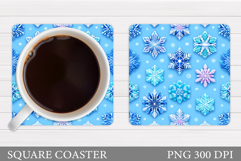 Snowflakes Coaster Design. Watercolor Snowflakes Coaster Product Image 1