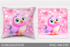 Valentines Bird Pillow Design. Valentine Pillow Sublimation Product Image 1