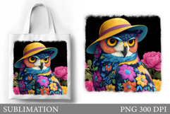 Owl Tote Bag Sublimation. Owl Flowers Sublimation Product Image 1