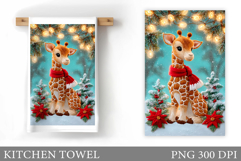 Cute Giraffe Kitchen Towel. Christmas Kitchen Towel Design Product Image 1