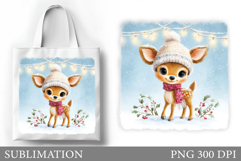 Christmas Deer Tote Bag. Christmas Tote Bag Sublimation Product Image 1