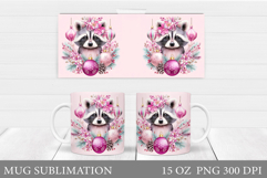 Christmas Raccoon Mug Design. Christmas Mug Sublimation Product Image 1