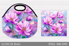 Floral Lunch Bag Sublimation. Flowers Lunch Bag Design Product Image 1