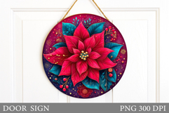 Poinsettia Door Sign Design. Merry Christmas Door Sign Product Image 1