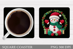Snowman Coaster Design. Christmas Coaster Sublimation Product Image 1
