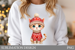 Christmas Cat Sublimation. Christmas Cat T-Shirt Design Product Image 1