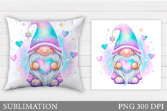 Valentines Gnome Pillow. Valentines Pillow Sublimation Product Image 1