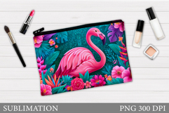 Flamingo Cosmetics Bag. Flamingo Makeup Bag Sublimation Product Image 1