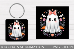 Halloween Keychain Sublimation. Ghost Keychain Design Product Image 1