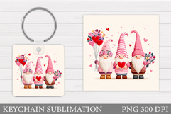 Valentines Gnome Keychain. Valentines Keychain Design Product Image 1
