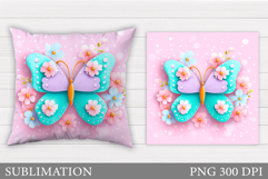 Butterfly Flowers Sublimation. Butterfly Pillow Sublimation Product Image 1
