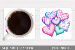 Hearts Coaster Sublimation. Hearts Square Coaster Design Product Image 1