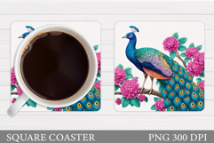 Peacock Coaster Design. Peacock Sublimation Product Image 1