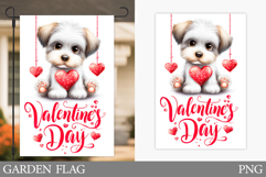 Valentines Dog Garden Flag. Valentines Garden Flag Design Product Image 1