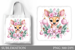 Christmas Deer Tote Bag. Christmas Tote Bag Sublimation Product Image 1