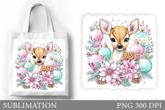 Christmas Deer Tote Bag. Christmas Tote Bag Sublimation Product Image 1
