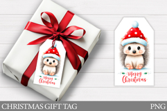 Christmas Hedgehog Gift Tag. Christmas Gift Tag Printable Product Image 1