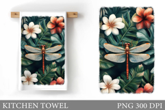 Dragonfly Kitchen Towel. Dragonfly Sublimation Product Image 1