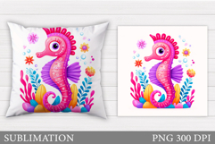 Seahorse Pillow Sublimation. Seahorse Sublimation Product Image 1