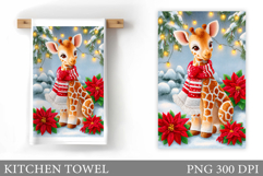 Cute Giraffe Kitchen Towel. Christmas Kitchen Towel Design Product Image 1