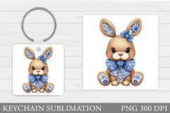 Cute Bunny Keychain Design. Cute Bunny Sublimation Product Image 1
