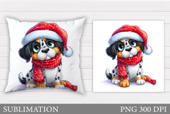 Christmas Dog Pillow Design. Christmas Pillow Sublimation Product Image 1