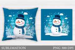 Cute Snowman Pillow Sublimation. Christmas Pillow Design Product Image 1