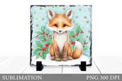 Christmas Fox Sublimation. Christmas Fox Slate Design Product Image 1