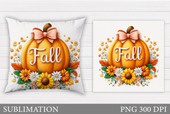 Fall Pumpkin Pillow Design. Fall Sublimation Product Image 1