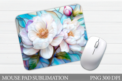 Peony Mouse Pad Sublimation. Flowers Mouse Pad Design Product Image 1