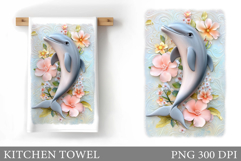 Dolphin Kitchen Towel. Flowers Kitchen Towel Design Product Image 1