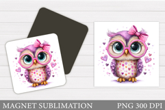 Cute Owl Magnet Design. Cute Owl Sublimation Product Image 1