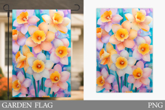 Daffodils Garden Flag Sublimation. Floral Garden Flag Design Product Image 1