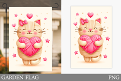 Valentines Cat Garden Flag. Valentines Garden Flag Design Product Image 1