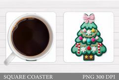 Crochet Christmas Tree Coaster. Christmas Coaster Design Product Image 1