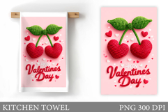 Crochet Cherry Kitchen Towel. Crochet Cherry Sublimation Product Image 1