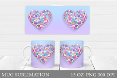 Disco Heart Mug Design. Valentines Mug Sublimation Product Image 1