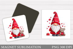 Valentines Gnome Magnet. Valentines Magnet Sublimation Product Image 1