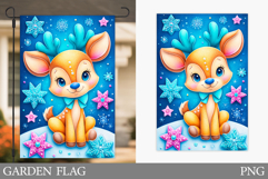 Cute Deer Garden Flag. Christmas Garden Flag Sublimation Product Image 1