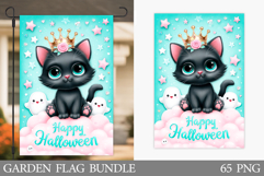 Black Cat Garden Flag. Cute Halloween Garden Flag Design Product Image 1