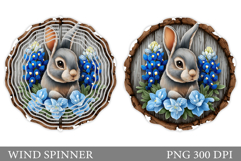 Cute Bunny Wind Spinner. Bunny Flowers Wind Spinner Design Product Image 1