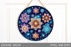 Snowflakes Door Sign Design. Christmas Door Sign Sublimation Product Image 1