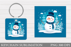 Cute Snowman Keychain Sublimation. Christmas Keychain Design Product Image 1