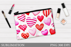 Hearts Cosmetics Bag. Valentines Makeup Bag Design Product Image 1