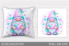 Valentines Gnome Pillow. Valentines Pillow Sublimation Product Image 1