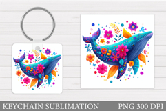 Whale Keychain Sublimation. Whale Sublimation Product Image 1