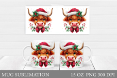 Christmas Cow Mug Design. Christmas Mug Sublimation Product Image 1