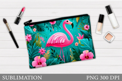 Flamingo Cosmetics Bag. Flamingo Makeup Bag Sublimation Product Image 1