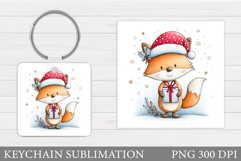 Christmas Fox Keychain. Christmas Keychain Sublimation Product Image 1
