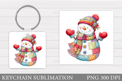 Christmas Snowman Keychain. Christmas Keychain Sublimation Product Image 1